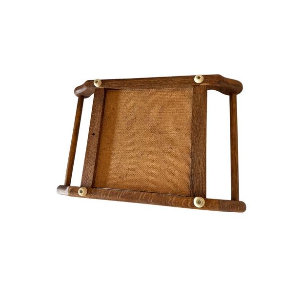 Antique vintage wood serving tray with handles handcrafted 13.5" ceramic tile - Picture 13 of 13